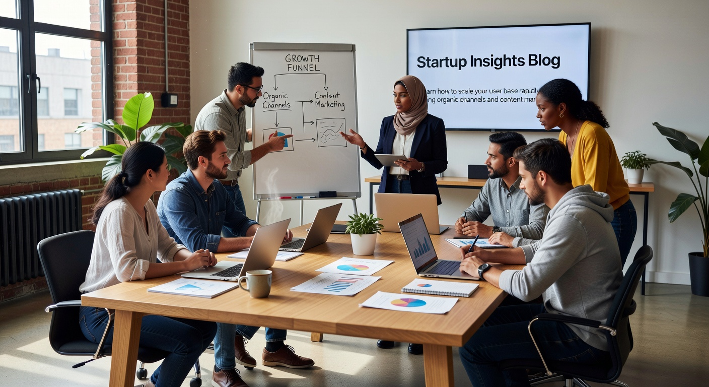 Team discussing startup growth strategy